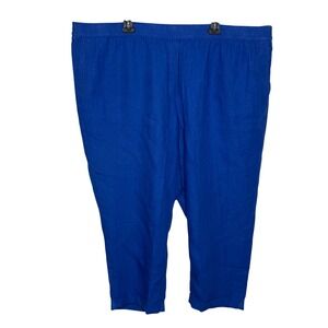 J. Jill Love Linen Plus Size Cropped Linen Pants Size 4X Blue Pull On Lagenlook